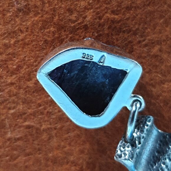 Bold Vintage ANDREA 925 Silver Blue Agate Dream Hope Trust Love Luck Necklace - Picture 10 of 15